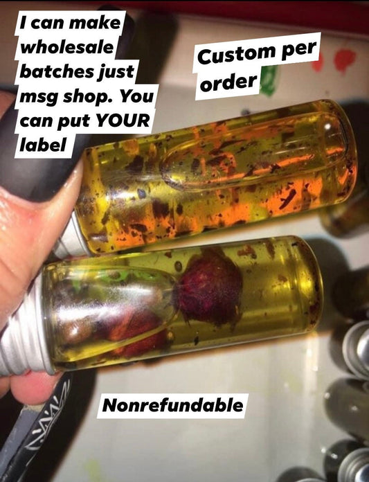 Various handmade oils. Uses in description